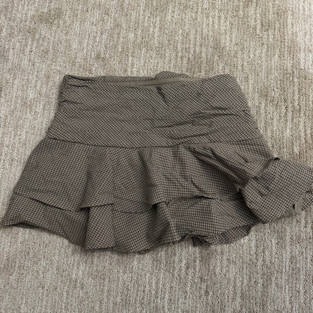 Zara Checkered Ruffle Skirt